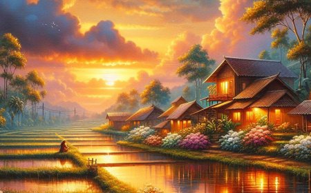 Prompt AI Bing Image Creator untuk membuat gambar lukisan pemandangan yang indah