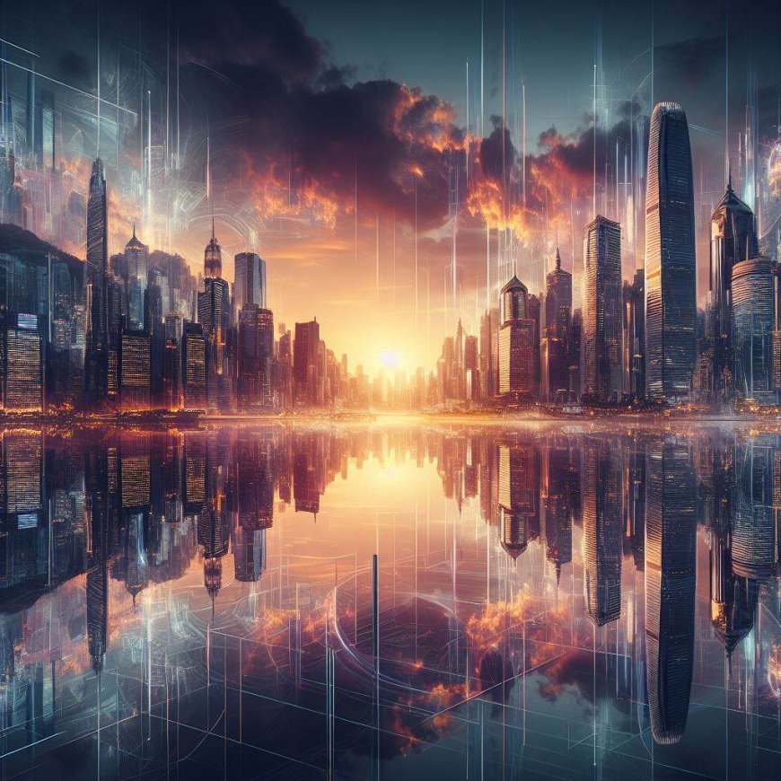 Prompt AI Bing Image Creator untuk membuat gambar kota futuristik masa depan dengan suasana senja