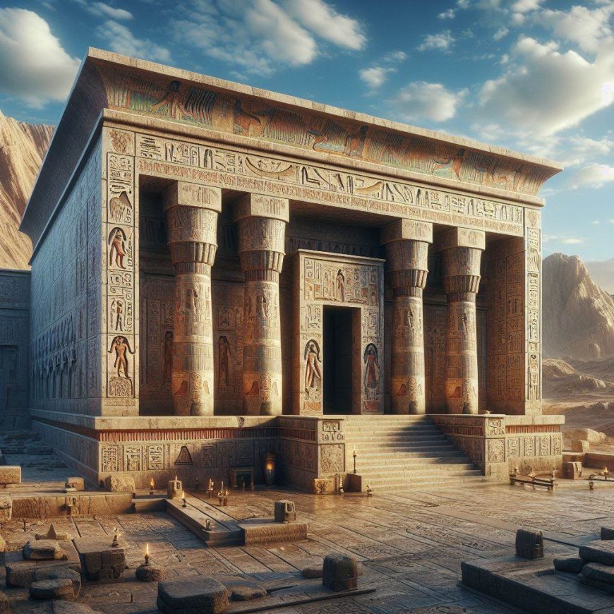 Prompt AI Bing Image Creator untuk membuat gambar kuil mesir kuno dengan hieroglif