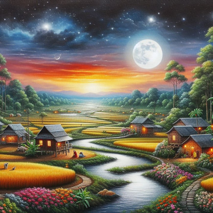Prompt AI Bing Image Creator untuk membuat gambar lukisan pemandangan malam hari